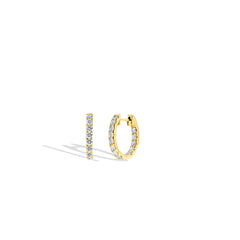 Yellow Gold Small Oval In and Out Diamond Hoops - 0.46 CT