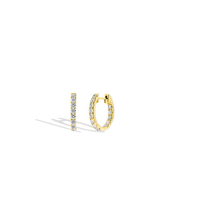 Yellow Gold Small Oval In and Out Diamond Hoops - 0.46 CT - Private Label product