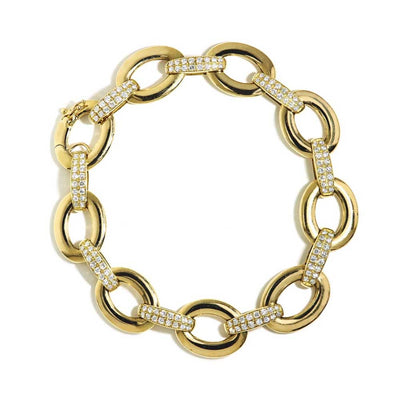 Private Label 18K Oval Link Bracelet with Diamonds - Private Label product