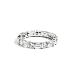 2.63ctw Round and Emerald Cut Diamond Eternity Ring in Platinum