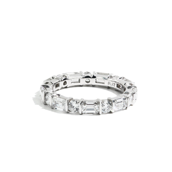 2.63ctw Round and Emerald Cut Diamond Eternity Ring in Platinum