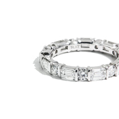 2.63ctw Round and Emerald Cut Diamond Eternity Ring in Platinum