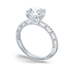 Tacori Lunetta Crescent Round Halfway Pave Engagement Ring Setting