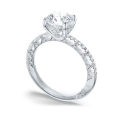 Tacori Lunetta Crescent Round Halfway Pave Engagement Ring Setting