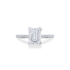 Tacori Radiant Emerald Hidden Halo Halfway Pave Engagement Ring Setting