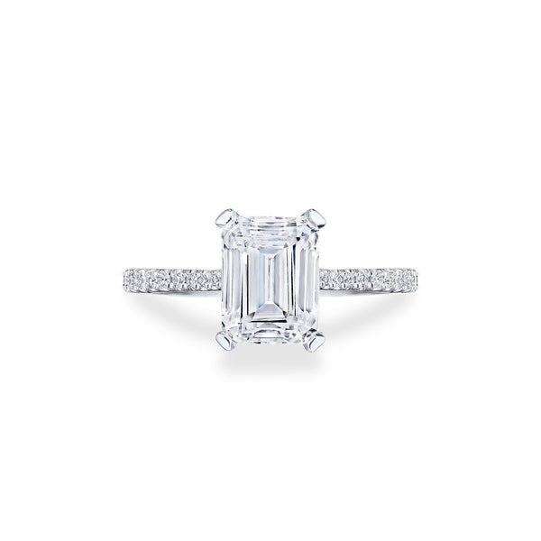Tacori Radiant Emerald Hidden Halo Halfway Pave Engagement Ring Setting