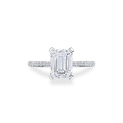 Tacori Radiant Emerald Hidden Halo Halfway Pave Engagement Ring Setting