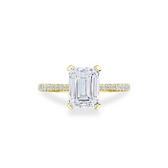 Tacori Radiant Emerald Hidden Halo Halfway Pave Engagement Ring Setting