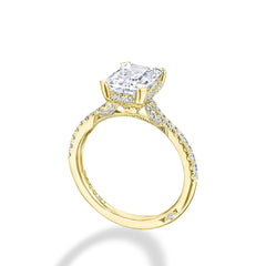 Tacori Radiant Emerald Hidden Halo Halfway Pave Engagement Ring Setting