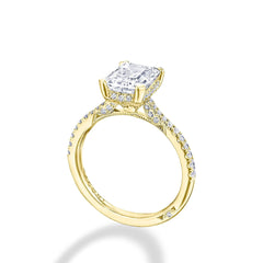 Tacori Radiant Emerald Hidden Halo Halfway Pave Engagement Ring Setting