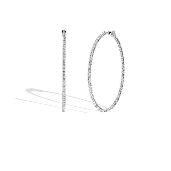 2" Round Skinny Inside-Out Diamond Hoops - 3CTW