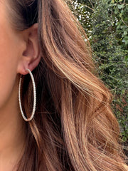 2" Round Skinny Inside-Out Diamond Hoops - 2CTW