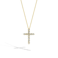 Small Diamond Yellow Gold Cross Necklace - 0.50ctw