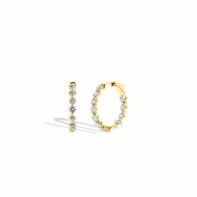 The Yellow Gold Floating Diamond Hoop Earrings - 3 CTW - Private Label product