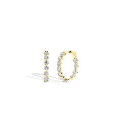 The Yellow Gold Floating Diamond Hoop Earrings - 3 CTW