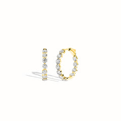 The Yellow Gold Floating Diamond Hoop Earrings - 3 CTW