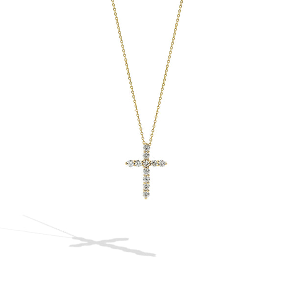 Small Diamond Gold Cross Necklace - 0.50ctw