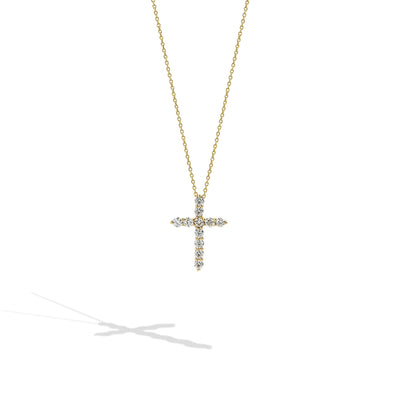 Small Diamond Yellow Gold Cross Necklace - 0.50ctw - Private Label product