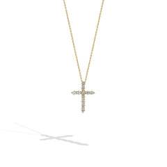 Small Diamond Yellow Gold Cross Necklace - 0.50ctw