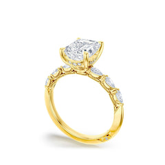 Tacori Sculpted Crescent Marquise Halfway Emerald Solitaire Pave Engagement Ring Setting