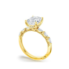 Tacori Sculpted Crescent Marquise Halfway Emerald Solitaire Pave Engagement Ring Setting