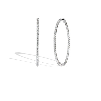 2" Round Skinny Inside-Out Diamond Hoops - 5CTW - Private Label product