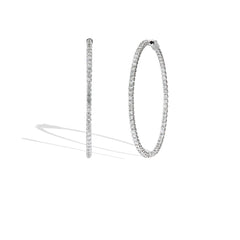 2" Round Skinny Inside-Out Diamond Hoops - 2CTW