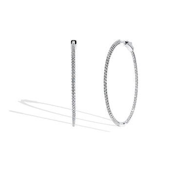 Thin White Gold Diamond Hoop Earrings - 1 CTW - Private Label product