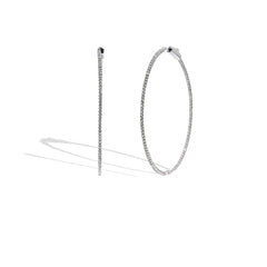 2" Round Skinny Inside-Out Diamond Hoops - 2CTW