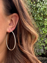 Yellow Gold 2" Round Skinny Inside-Out Diamond Hoops - 1CTW