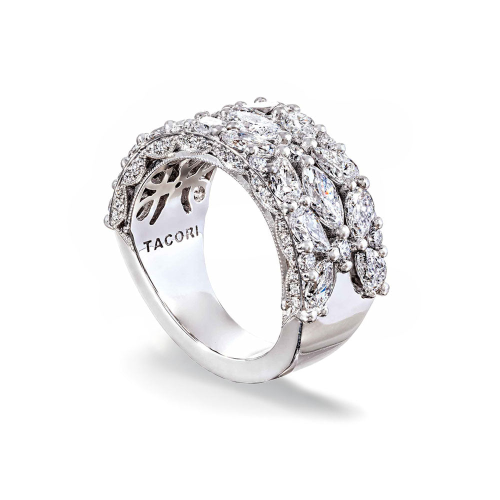 Tacori Classic Crescent RoyalT Marquise and Pear-Shaped Floral Diamond Wedding Band in 18K Yellow Gold