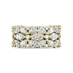 Tacori Classic Crescent RoyalT Marquise and Pear-Shaped Floral Diamond Wedding Band in 18K Yellow Gold