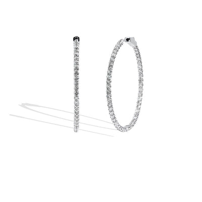 Thin White Gold Diamond Hoop Earrings - 3 CTW - Private Label product