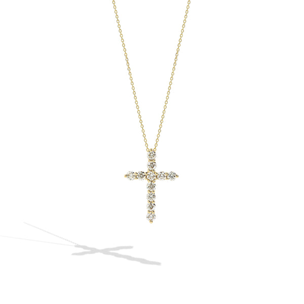 Yellow Gold Diamond Cross Necklace - 1.00ctw