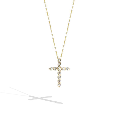 Yellow Gold Diamond Cross Necklace - 1.00ctw - Private Label product