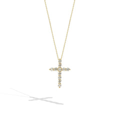 Small Diamond Yellow Gold Cross Necklace - 0.50ctw