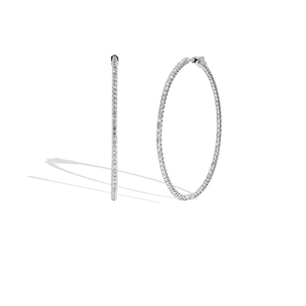 2" Round Skinny Inside-Out Diamond Hoops - 2CTW