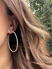 2" Round Skinny Inside-Out Diamond Hoops - 2CTW