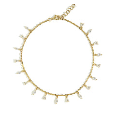 Dangle Mixed Shape Diamond Anklets in Yellow Gold