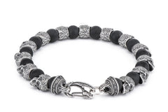 William Henry Shaman Onyx & Silver Skull Bracelet