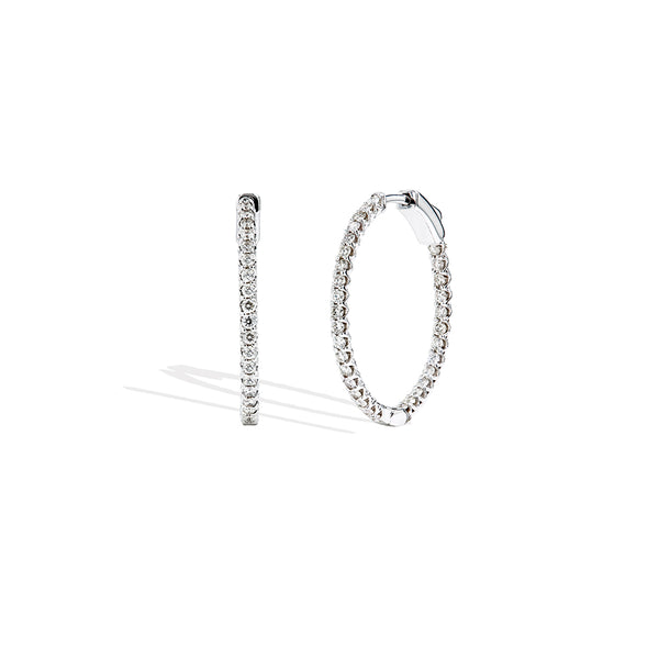 Round Chunky Diamond Hoop Earrings- 1 Carat