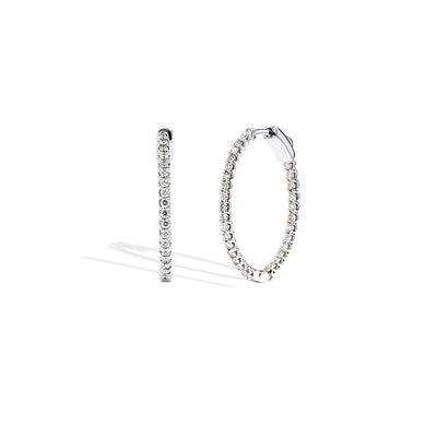Round Chunky Diamond Hoop Earrings- 1 Carat - Private Label product