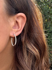 Round Chunky Yellow Gold Diamond Hoop Earrings - 3 Carat