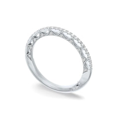 Tacori Lunetta Crescent Halfway French Pave Wedding Band in Platinum