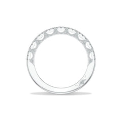Tacori Lunetta Crescent Halfway French Pave Wedding Band in 18K White Gold