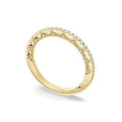 Tacori Lunetta Crescent Halfway French Pave Wedding Band in 18K Yellow Gold