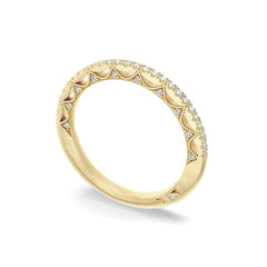 Tacori Lunetta Crescent Halfway French Pave Wedding Band in 18K White Gold