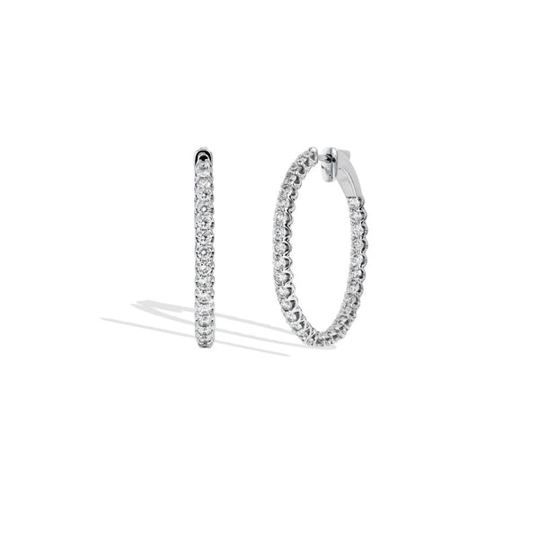 Round Chunky Diamond Hoop Earrings- 2 Carat