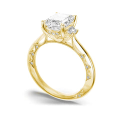 Tacori Lunetta Crescent Three Stone Emerald Engagement Ring Setting
