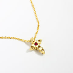 Roberto Coin Tiny Treasures Yellow Gold Small Diamond Cross Pendant Necklace